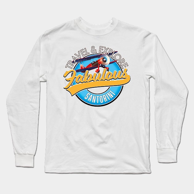 travel explore fabulous Santorini logo Long Sleeve T-Shirt by nickemporium1